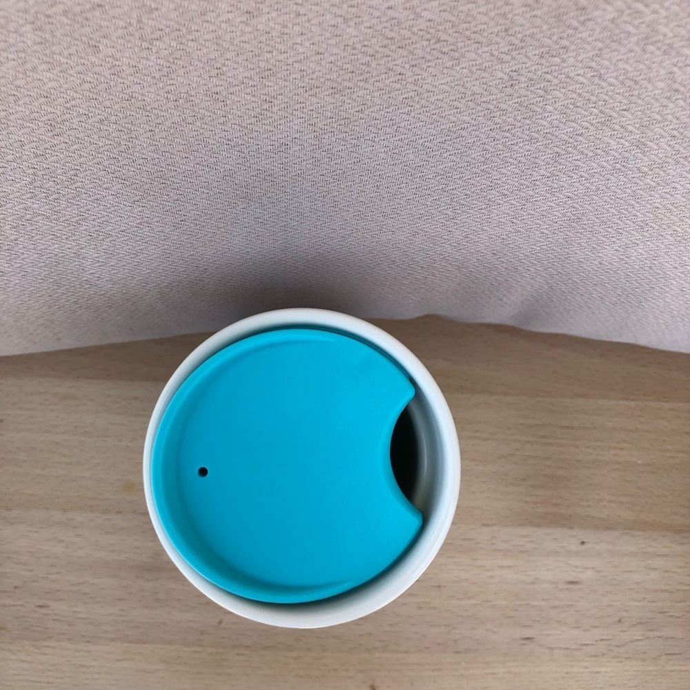 Starbucks 2016 Ceramic Stripes Sunset Palms Florida Travel Cup With Lid 12 Oz. - Picture 7 of 11